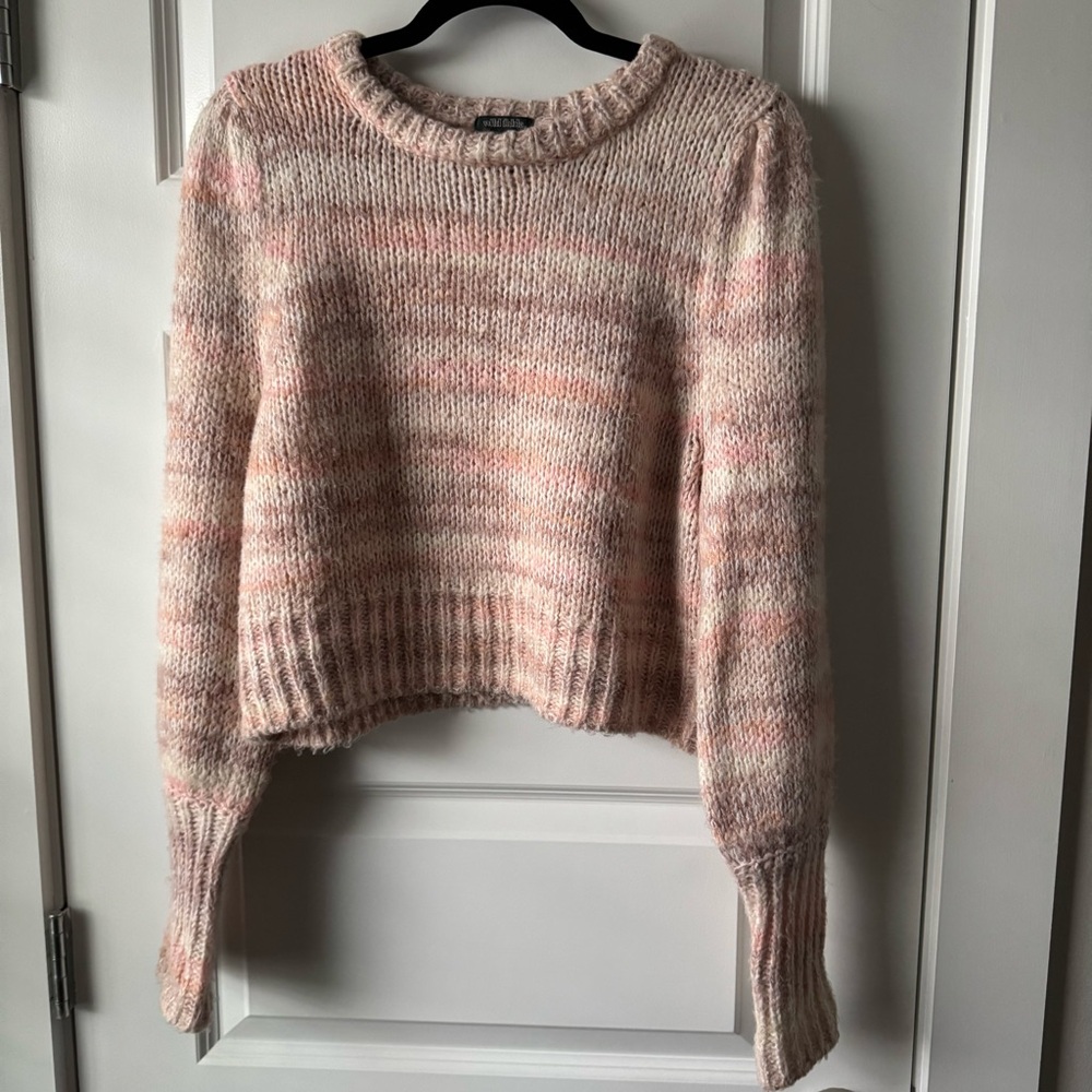 Wild Fable Long Puff Sleeve Pink Knit Sweater Large